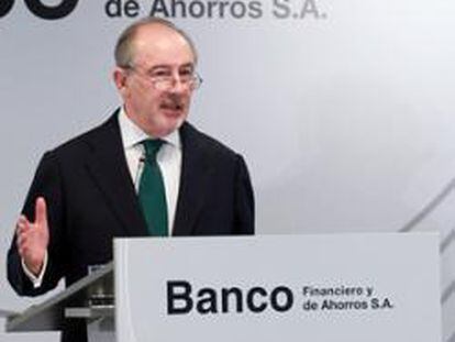 Rodrigo Rato, presidente del Banco Financiero y Ahorros, durante la presentación de los resultados