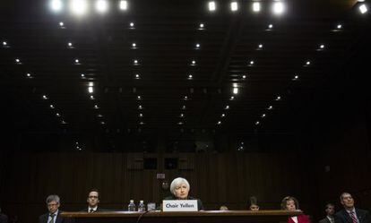La presidenta de la Reserva Federal, Janet Yellen, el pasado jueves en el Congreso de EE UU.