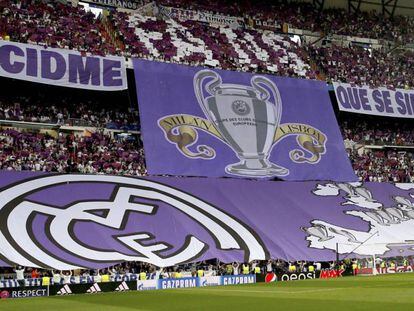 FOTO: Pancarta en el Santiago Bernabéu en el partido de ida de semifinales. / VÍDEO: Declaraciones de Cerezo antes del partido.
