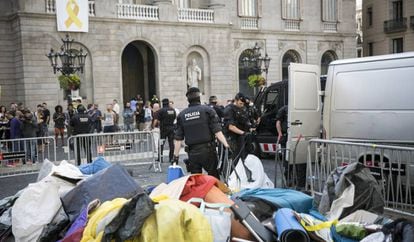 Desalojo de la acampada este miércoles.