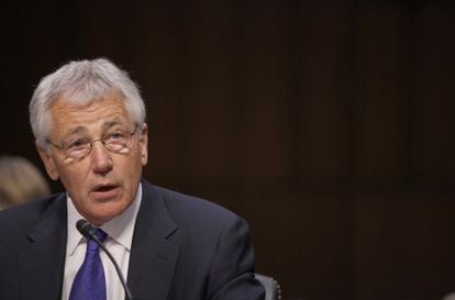 Chuck Hagel en su comparecencia en el Senado, este martes. 