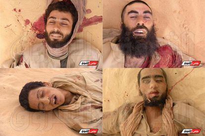 Imágenes de cuatro de los seis supuestos terroristas muertos en una operación frustrada para rescatar a un rehén francés de Al Qaeda, publicadas en las <i>webs</i> mauritanas.