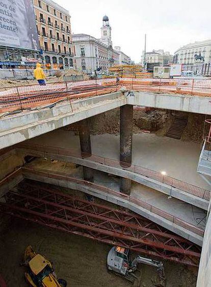 Aspecto de los trabajos para la construcción de una nueva estación en Sol.