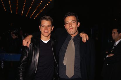 Matt Damon y Ben Affleck en la presentación de la película 'El indomable Will Hunting', en 1997 en Nueva York. 
