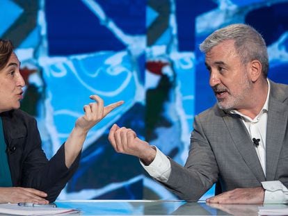 Ada Colau y Jaume Collboni durante el debate organizado por SER Catalunya en la campaña electoral de las municipales de mayo.