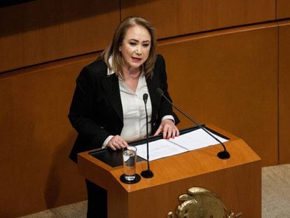 Imagen de archivo de Yasmín Esquivel durante una intervención en el Senado.