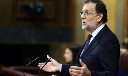 Mariano Rajoy durant la seva intervenció a la tercera sessió del debat de la seva investidura.