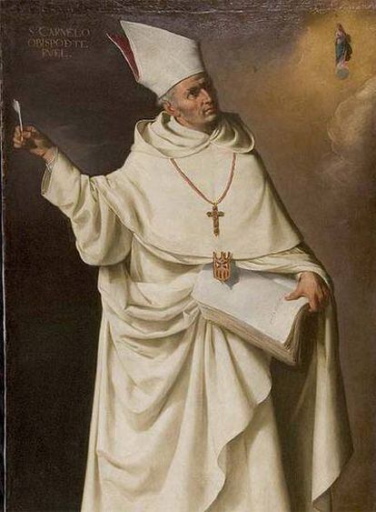 &#39;San Carmelo, obispo de Teruel&#39;, lienzo de Francisco de Zurbarán