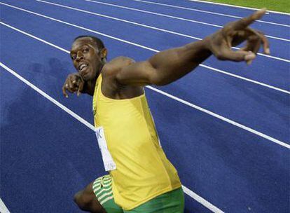 Usain Bolt celebra su récord en los 100 metros el pasado domingo por la noche.