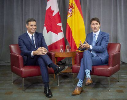 Justin Trudeau junto a Pedro Sánchez.