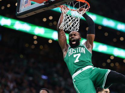 Jaylen Brown, de los Boston Celtics, durante el segundo cuarto del partido de este jueves.