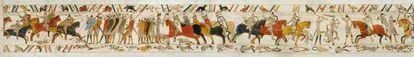 Otra pieza del tapiz de Bayeux, en Francia.