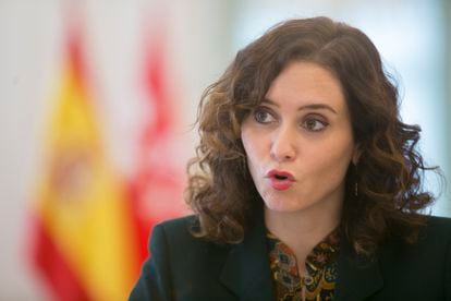 Isabel Díaz Ayuso en la sede de la Comunidad de Madrid, en la Puerta del Sol el pasado 23 de diciembre.