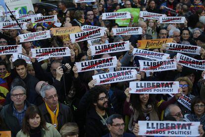 Manifestación para la liberación de los políticos catalanes en prisión.