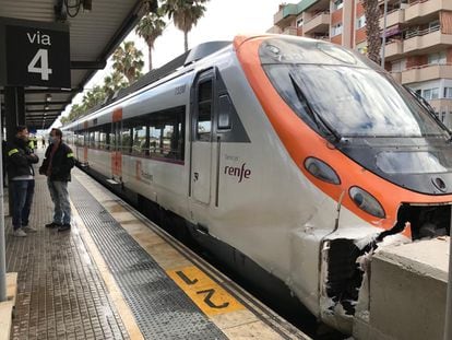 El tren accidentado en Mataró.