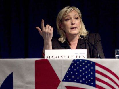 La candidata del partido de extrema derecha Frente Nacional, Marine Le Pen, en un acto de campa&ntilde;a esta semana. 