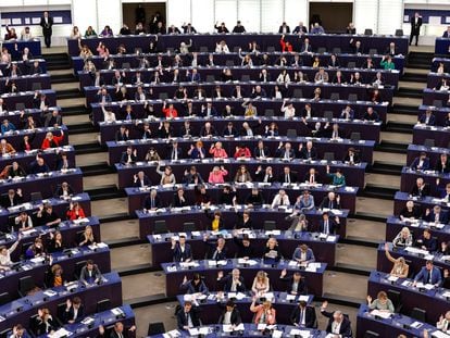 Pleno del Parlamento Europeo, en Estrasburgo el 5 de mayo.
