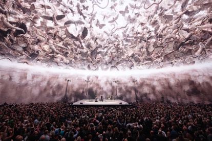 Un momento de la actuación de U2 en La Esfera, el 30 de septiembre de 2023.