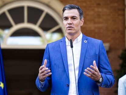 Pedro Sánchez, el miércoles en La Moncloa para recibir a la selección femenina española de fútbol sub-20.