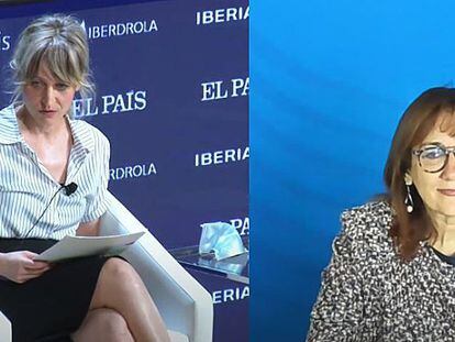 Dubravka Šuica (derecha), vicepresidenta de la Comisión Europea, conversa con Máriam Martínez-Bascuñán, politóloga y columnista de EL PAÍS, durante el Foro Tendencias 2022.