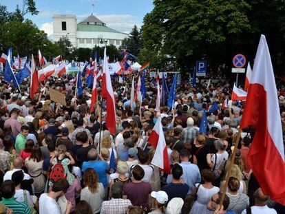 Manifestación en Varsovia contra la reforma judicial del Gobierno de Ley y Justicia el 30 de septiembre de 2019.
