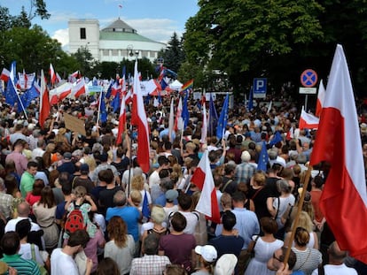 Manifestación en Varsovia contra la reforma judicial del Gobierno de Ley y Justicia el 30 de septiembre de 2019.