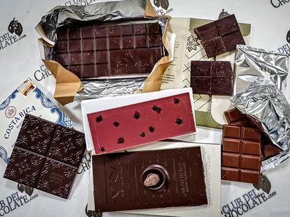 Algunas de las tabletas que vende el Club del Chocolate.