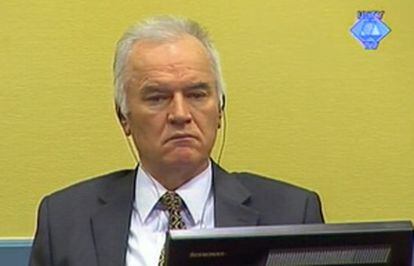 Una imagen de Mladic en el Tribunal de La Haya.