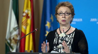 Carmen Martínez Aguayo, tras el Consejo de Gobierno de hoy.