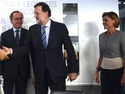 Mariano Rajoy y Alberto N&uacute;&ntilde;ez Feij&oacute;o en el Comit&eacute; Ejecutivo Nacional del PP.