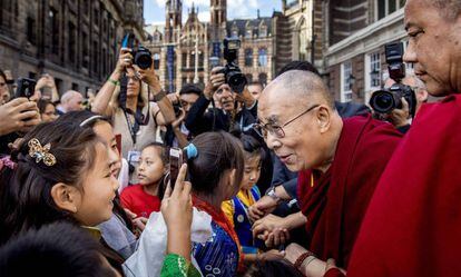 El Dalai Lama en Ámsterdam, el pasado sábado.