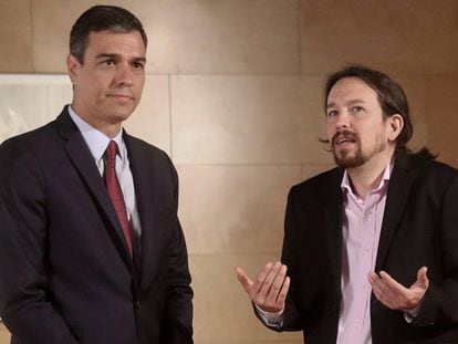 Pedro Sánchez i Pablo Iglesias en una trobada.