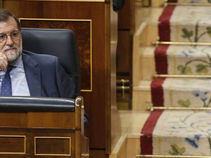 El presidente español, Mariano Rajoy, en el congreso de los diputados el 25 de abril de 2018.