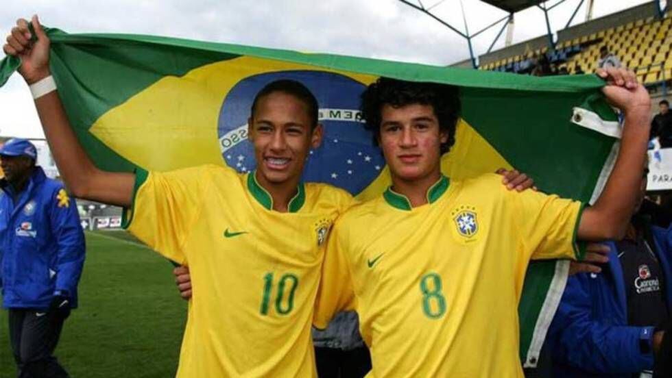 Neymar y Coutinho, en 2008.