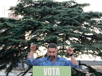 El presidente de Vox y candidato de este partido a la Presidencia del Gobierno, Santiago Abascal, este viernes en un mitin en Valladolid.