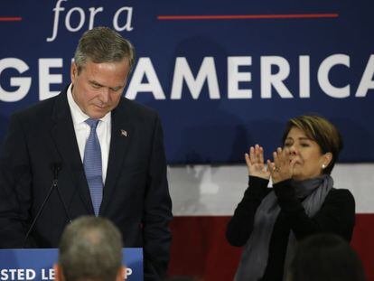 Jeb Bush, tras anunciar su retirada de la carrera republicana hacia la Casa Blanca, el pasado febrero.