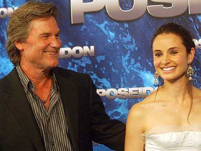 Kurt Russell y Mia Maestro, intérpretes de <i>Poseidón,</i> en la presentación del filme en Barcelona.