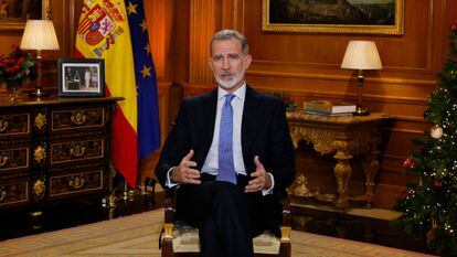 El rey Felipe VI en su tradicional mensaje de Navidad, el décimo de su reinado.