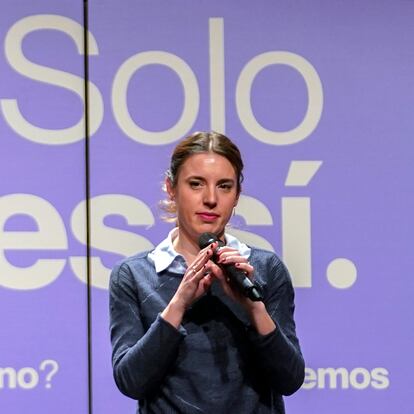 DVD1145 (05/02/2023) La ministra de Igualdad Irene Montero interviene en un acto de Unidas Podemos sobre la ley del Slo S es S en el Crculo de Bellas Artes en Madrid. ANDREA COMAS