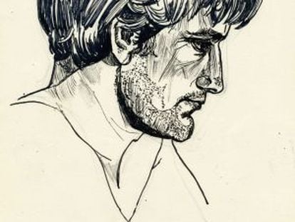 Retrato de Ted Hughes en el libro que ahora ve la luz.