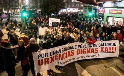 Manifestación del pasado jueves contra el colapso en las Urgencias del hospital de Santiago.