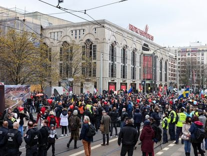 Protesta contra las restricciones por la covid en Berlin este fin de semana.