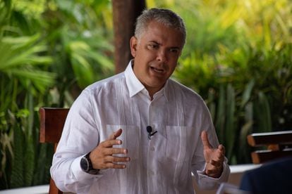 Colombian President Iván Duque during a visit to the Ecuadorian island of Galapagos, on January 15, 2022.