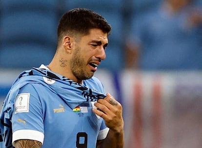 Luis Suárez después del partido entre Uruguay y Ghana, en el estadio Al Janoub este viernes.