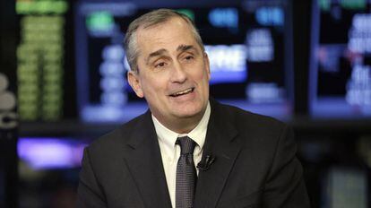 Brian Krzanich en un evento en el parqué de Wall Street