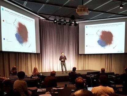 Alejandro Romero, de Alto Data Analytics, este lunes durante su charla en el MIT.