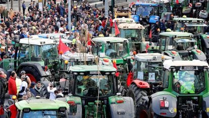 Concentración de protesta de agricultores y ganaderos en Pamplona