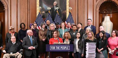 Nancy Pelosi, durante una conferencia de prensa en el Capitolio.