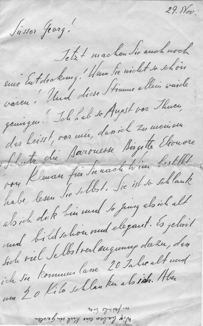 Carta de Veza Canetti a su cuñado Georg, fechada el 29 de noviembre de 1937.