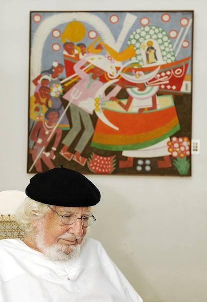 El poeta Ernesto Cardenal en su casa de Managua.